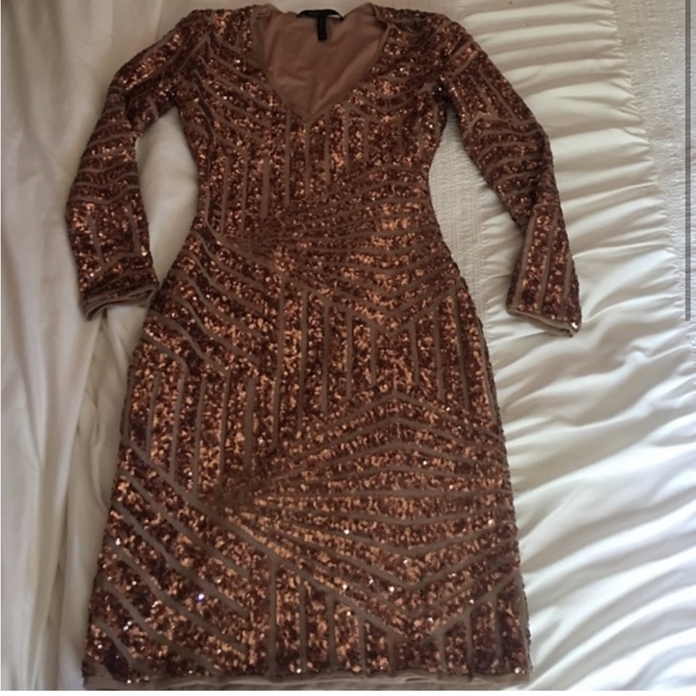 Bcbg Maxazria Sequin rose gold mini dress